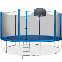 with Safety Net 16FT Commercial Outdoor Round Children's Playground Fitness Trampoline 6x9ft Rectangular Trampoline