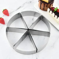 Round Thousand-layer Mousse Cake 6 Equal Slicer Stainless Steel Cake Cutting Mold Divider Baking Tool Cake Making Accessories