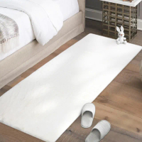 【寢室安居】北歐加厚仿兔毛地毯60×160cm(長毛/床邊地毯/客廳地毯/臥室)
