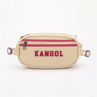 【KANGOL】KANGOL 腰包 米白/深藍 撞色LOGO 織帶 胸背包 側背包(63551780-)