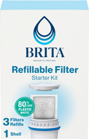 [4美國直購] Brita Refillable Starter Kit 濾芯 3入+可重複使用外殼 適 Brita 圓型濾水壺 成分同 白色 圓形濾心 2023年底製_UA4