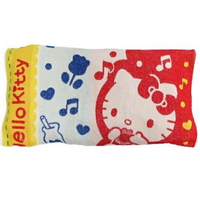 小禮堂 Hello Kitty 枕頭套 枕巾 枕套 純棉 無捻紗 抗菌防臭 34x64cm (紅藍 音符)