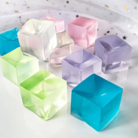 Creative Jelly Fidget Toy Mini Squishy Toys Mochi Ice Block Stress Ball Toy Transparent Cube Stress Relief Squeeze Toy