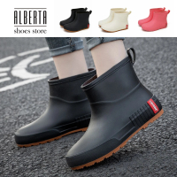 【Alberta】雨鞋 雨靴 短筒雨鞋 防水素面低筒12cm厚底3cm包鞋
