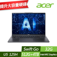 ACER 宏碁 SFG16-72-57WR 16吋效能筆電 (Ultra 5 125H/32G/512G+4TB PCIe SSD/Win11/特仕版)