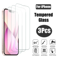 3Pcs Protective Glass For iPhone 15 14 13 12 11 Pro Max XS XR Mini screen protector Tempered glass For iphone 7 8 14 Plus glass