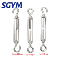 1Pcs M4 M5 M6 M8 M10 Stainless Steel 304 Adjust Chain Rigging Hooks &amp; Eye Turnbuckle Wire Rope Tension Device Line Oc Oo Cc Type