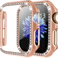 Bling Cover For Apple watch Case 45mm 41mm 44mm 40mm 42mm 38mm Accessories Diamond bumper Protector iWatch series 3 4 5 6 SE 7
