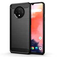 Brushed Texture Case For 1+7t Oneplus 7T Silicone Cases for Oneplus7t One Plus 7T Luxury Carbon Fiber Soft TPU Phone Cover