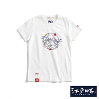 EDOKATSU 江戶勝 富士山朱印和風小刺繡短袖T恤-女-米白色