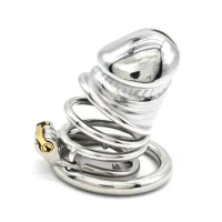 Stainless Steel Metal Male Chastity Cage Men's Locking Belt Restraint Device 350 Cock Cage Chastity