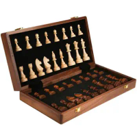 Wood Chess Set Foldable Wood Chess Board Game Sets With Game Pieces Storage Handmade Chess Board For Adults And Kids