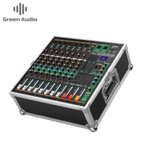 GAX-MK280 Green Audio Portable Mixer Sound Console High Power Integrated Power Amp Mixer 8 Channel 16 Kinds of Digital ECHO DJ