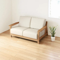 【MUJI 無印良品】木製沙發本體/聚氨酯獨立筒/2人座/水洗棉帆布(大型家具配送)