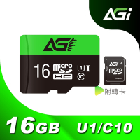 AGI 亞奇雷 microSDHC UHS-I 16G 記憶卡(附轉卡)