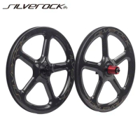 SILVEROCK SR-WD5 349 Carbon Wheels 16 1 3/8" Disc Brake Clincher for FNHON GUST Folding Bike 5 Spokes Wheelset