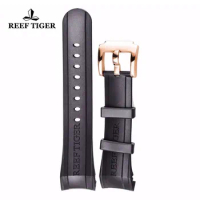 Reef Tiger/RT Watch Band 29 CM Black Rubber Watch Strap with Tang Buckle for Aurora Concept and Tran