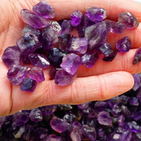 天然紫水晶原石碎石 烏拉圭深紫色水晶原石戒面珠子礦物 原材料