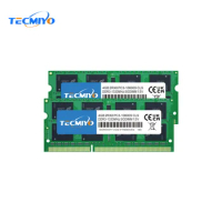 TECMIYO 2X4GB DDR3 1333 MHz SODIMM Laptop Memory RAM DDR3 1.5V PC3-10600S Non-ECC - Green