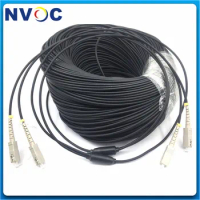 300M 2Core LC SC ST FC MM OM3-300 2C UPC Outdoor Armored LSZH/TPU Fiber Optic Patch Cord Jumper Cable Connector