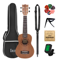 IRIN 21 Inch Ukulele 4 Strings Hawaiian Guitar Sapele Guitarra Sun Flower Ukulele With Bag Strings Tuner Capo Parts &amp; Accessory