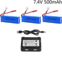 7.4V 500mAh 20C Lipo Battery 2s 721855HP with Charger for WLtoys A202 A212 A222 A232 A242 A252 4WD RC toys Car model parts