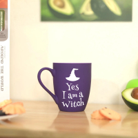 แก้วกลอง YES I AM A WITCH 11oz แก้วเซรามิกธีมฮาโลวีน ของขวัญฮาโลวีนที่ดีที่สุดสำหรับลูกชายและลูกสาว 