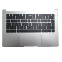 Laptop PalmRest&amp;keyboard For HUAWEI MateBook D14 NBL-WAQ9HNR Silver Top Case With Backlit France FR Black keyboard