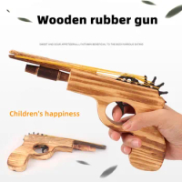 DIY 3D Wooden Toy Gun Bullet Rubber Band Launcher Wood Simulation Gun Hand Pistol Guns Shooting Toy Boys Outdoor Fun For Kids