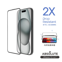 ABSOLUTE iPhone 15全系列專用 手滑救星2X雙倍耐衝擊強化9H高硬度玻璃螢幕保護膜
