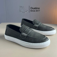 Dustino Slip On Nam Màu Ghi, Giày Lười Slipon Màu Xám Cho Nam