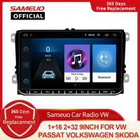 Sameuo 2 Din Car radio multimedia player Autoradio Android 9'' touch sceen GPS Navigation wifi FM For VW Passat volkswagen Skoda