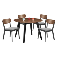 【BODEN】達修3.6尺工業風圓型餐桌椅組合(一桌四椅)
