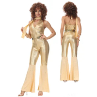 Adult Vintage 70s 80s Hippies Costume Suit Halloween Carnival Party Cosplay Retro Disco Music Festival Fancy Dress For Women