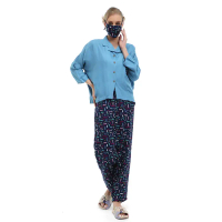 Hamlin Vance Pajamas Setelan Baju Tidur Wanita Lengan Panjang Material Rayon ORIGINAL - Navy