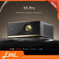 Wanbo X5 Pro Proyektor Certified Google TV 4K Resolution 1100 ANSI Lumens 2x5W HiFi Stereo Speakers 