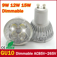 10pcs/lot Super Bright GU 10 Bulbs Light Dimmable Led Warm/White 85-265V 9W 12W 15W GU10 COB LED lamp light GU 10 led Spotlight