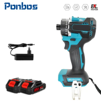 Ponbos 1/4 inch Brushless Hexagonal Drill Cordless Electric Driver Home Improvement Suitable for Makita 18v Battery
