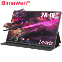Bimawen 18inch 2.5K 144Hz Portable Monitor 2560x1600 QHD FreeSync 100%DCI-P3 Laptop Screen w/VESA&amp;Case HDMI IPS for Switch PS4/5