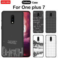 JURCHEN For One plus 7 Case For Oneplus 7 Cover Black Matte Cartoon Silicone Soft Back Cases For Coque Oneplus 7 1+7 Case