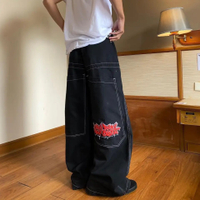 《720》CXC ถนนสูงในยุโรปและอเมริกา JNCO กางเกงยีนส์ปักลาย hiphop กางเกงยีนส์ขากว้างทรงหลวมฮิปฮอป