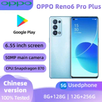 Oppo Reno6 Pro+ 5g SmartPhone Android CPU Snapdragon870 6.55 inches Screen ROM 128GB 50MP Camera 4500mAh 65W Charge Used Phone