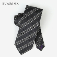 深灰色歐式復古條紋 高檔男士真絲領帶8.5cm職業西裝BOSS老板領帶