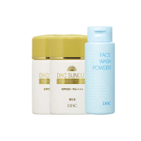 【DHC】金靚白水亮防曬乳50ml2入組+柔嫩洗顏粉50g 亮白咕溜組
