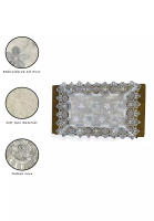 RamsHomeDecor RamsHomeDecor Embroidered Lace / Rectangle Side Table / Table Cloth / Table Runner / Alas Meja Makan / Hiasan Meja / Pelapik Meja / Alas Meja Kopi (14inch - Rectangle) - Silver
