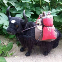 simulation black cow toy polyethylene &amp; furs handicraft yak doll gift about 30x27cm 2159