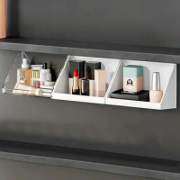 Wall-mounted Cosmetic Storage Box Oblique Mouth Mirror Cabinet Bathroom Desktop Sundries Finishing Box Cosmetic Cotton Shelf