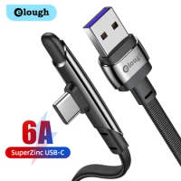 Elough 6A 66W USB Type C Cable For Huawei P40 Mate 40 30 Pro Fast Charger USB-C Cable Date Wire Cord For Xiaomi Mi 10 Samsung