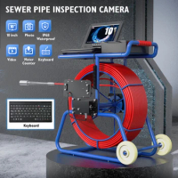 10" IPS Sewer Pipe Inspection Camera 9MM Cable with Meter Counter+Self-Leveling 512Hz Transmitter 32MM 24PCS LED Pipe Inspection