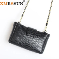 XMESSUN Luxury Designer Female Branded 100% Cowhide Genuine Leather Black Snake Pattern Stud Sling Bags Wholesale Ladies Handbag